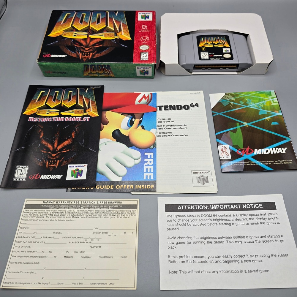 Doom 64 Nintendo N64 Complete In Box CIB Midway id Software Manual Authentic